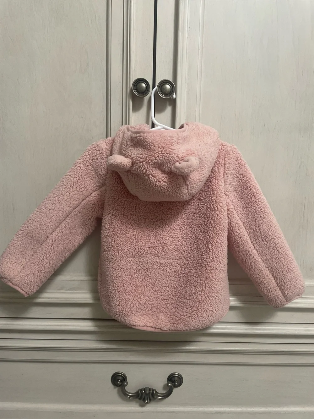 The North Face Light Pink Sherpa Hooded Fleece Jacket, EUC, Size 18-24 months